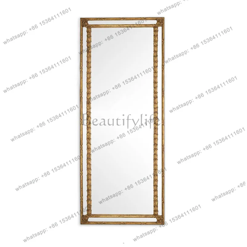 yj9 European retro full-body mirror home living room luxury diagonal wall floor mirror French high-end sense