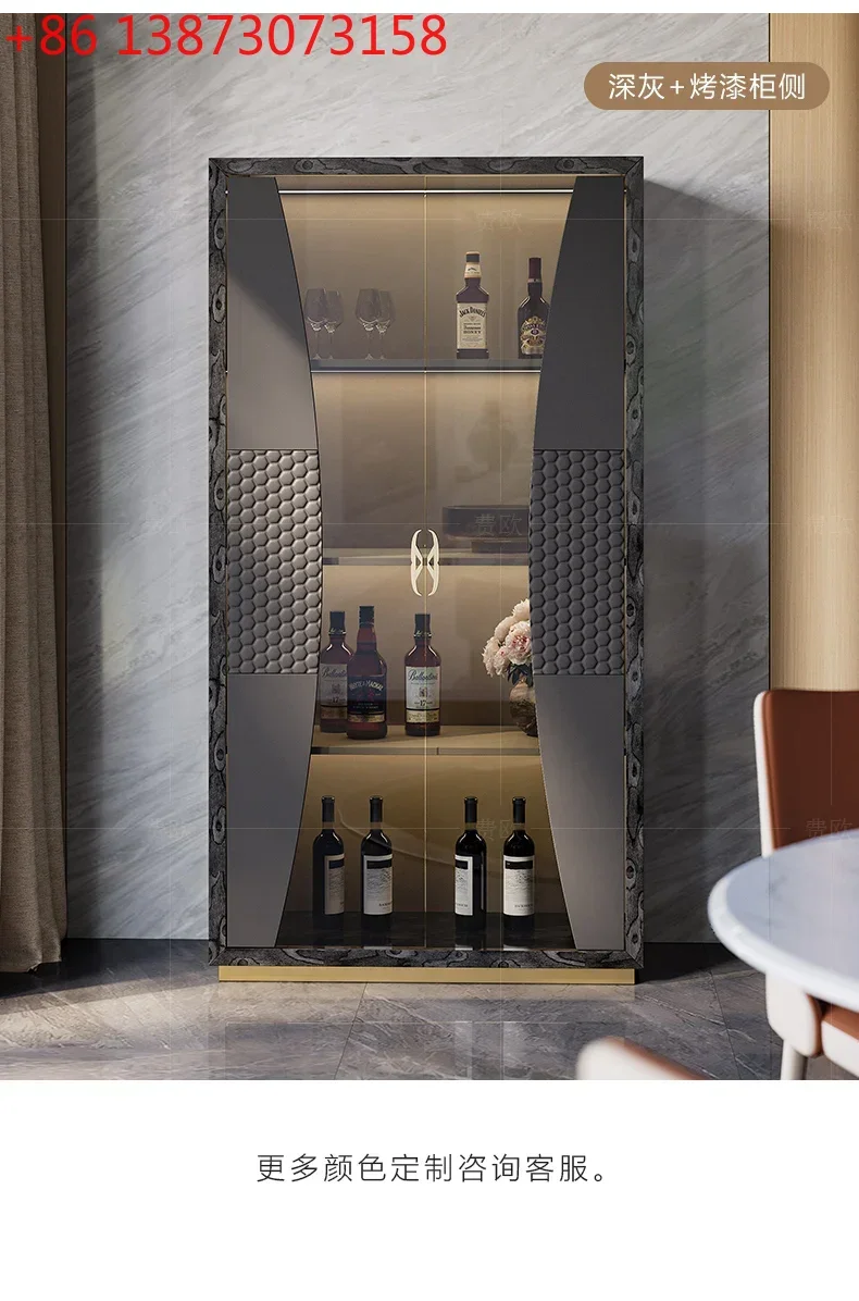 

Italian light luxury glass wine cabinet custom restaurant wall storage designer paint bookshelf9344