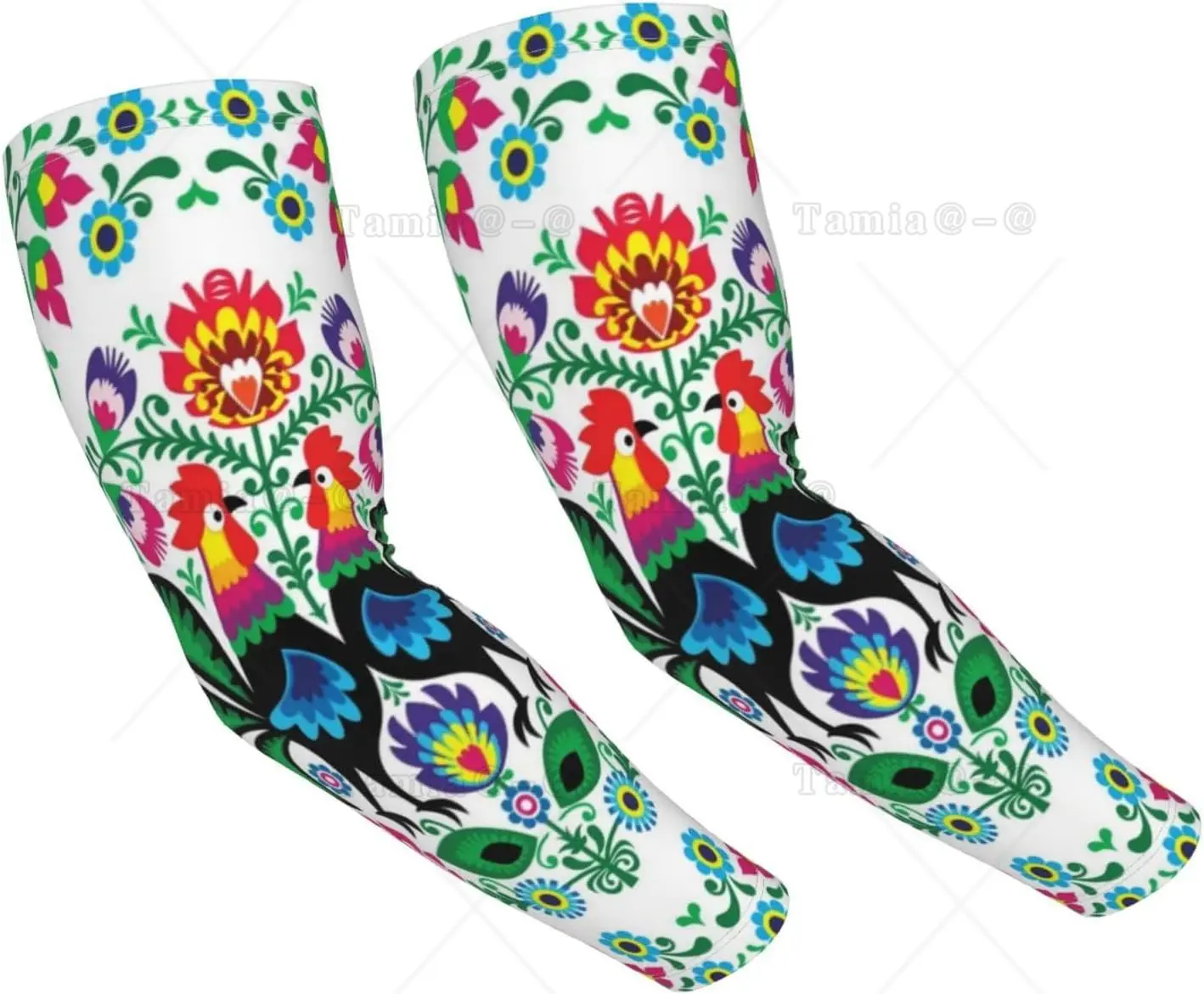 

Polish Floral Folk Art Arm Sleeves Uv Protection Sun Unisex Sport Ice Silk Sleeves