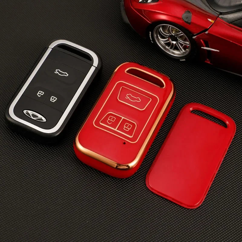 TPU Car 3Buttons Key Case Cover for Chery Tiggo Arrizo 8 7 5X 2019 2020 Key Fob Shell Bag Protector Interior Accessories