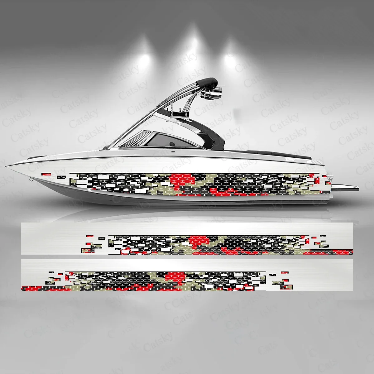 Angry Fish Bone Colorful Boat Sticker Fashion Custom Fish Boat-Sticker Vinyl Waterproof Boat Wrap Graphic Boat Wrap Decal