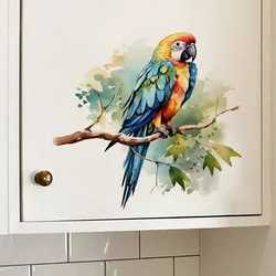 1pc Pretty Watercolor Parrot Sticker, Water-proof Home Wall Decal, Used for Wall, Bathroom, Cabinet, Door,Toilet, Car, Laptop