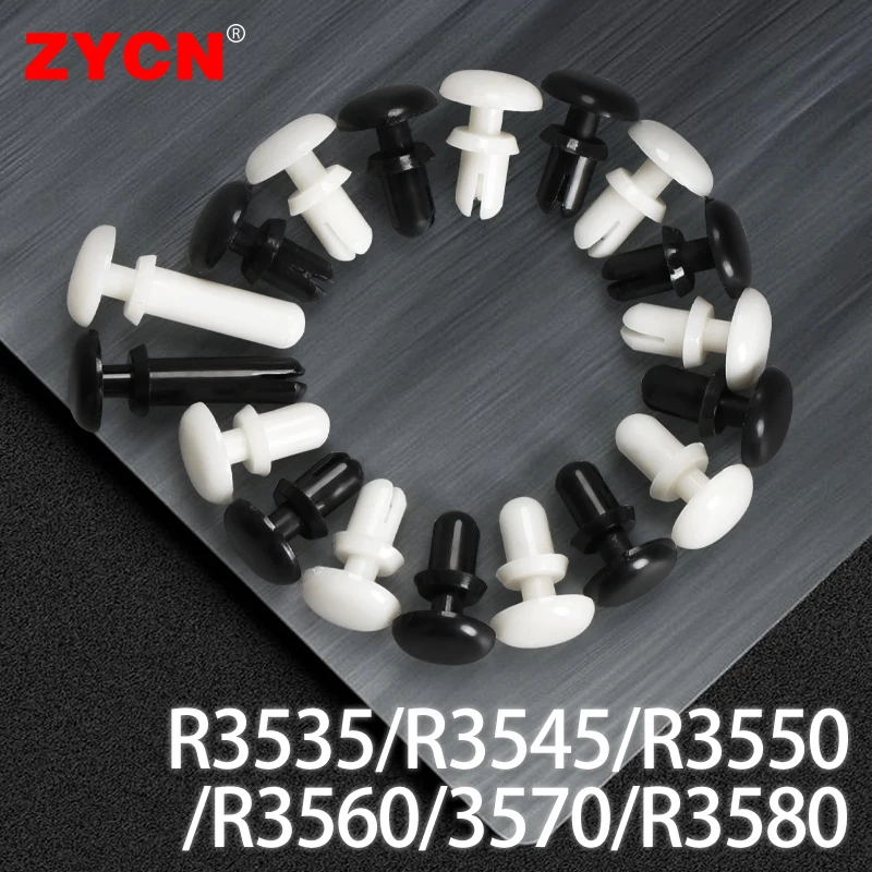 

100PCS Plastic Expansion Rivet 3.6MM R-Type Clamp R3535-R3580 Clip Screw Nut Press PCB Mother Board Fixing Buckle Black White