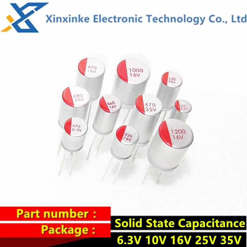 5 szt. Kondensator zanurzeniowy pojemność półprzewodnikowy 25V 35V 50V 63V 100 220 V UF/270/390/470/560/680/820/1000 UF w magazynie — zdjęcie 4