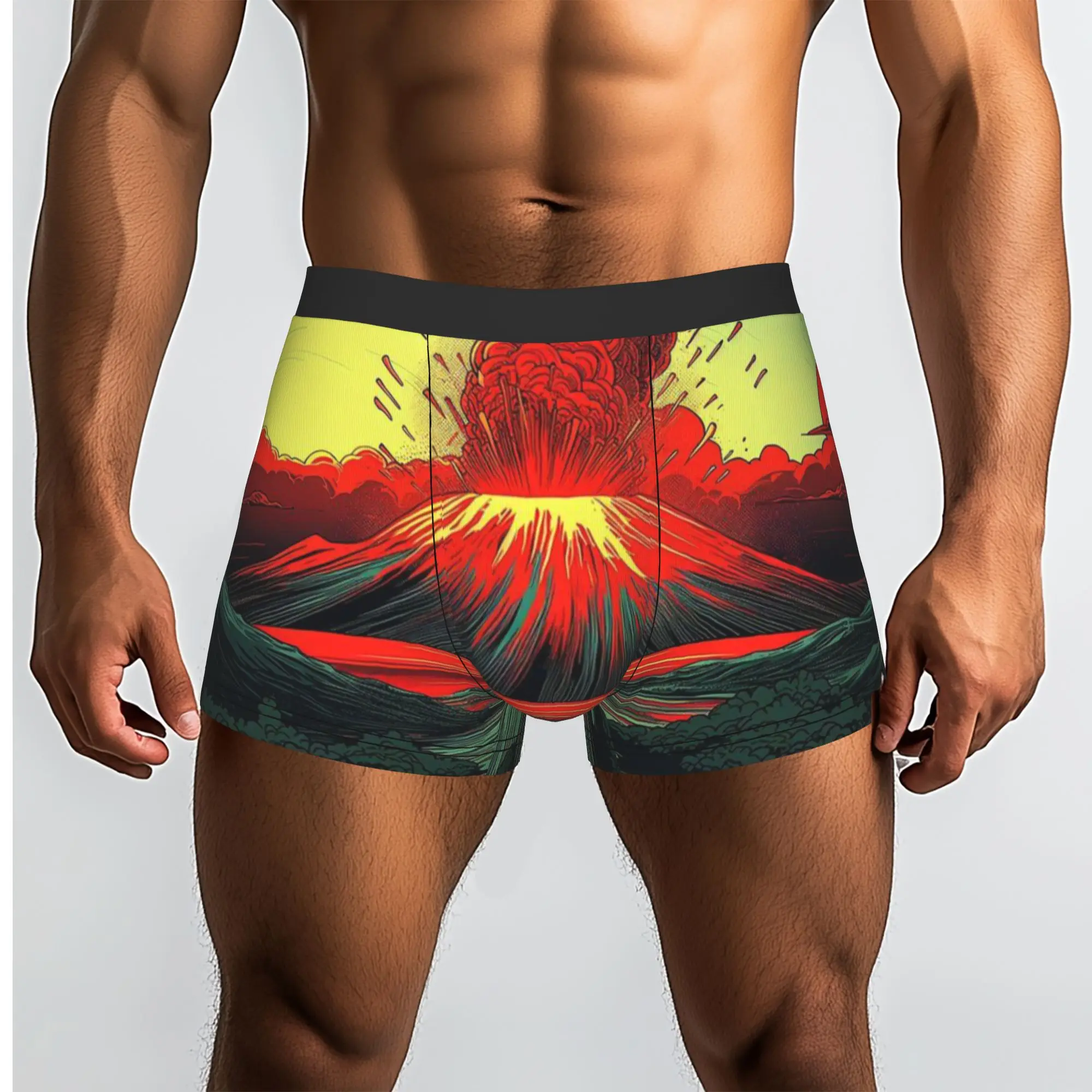 Sunset Volcano Eruption Green Smoke Dramatic Nature  Underpants Homme Panties Men's Underwear Comfortable Shorts Boxer Briefs