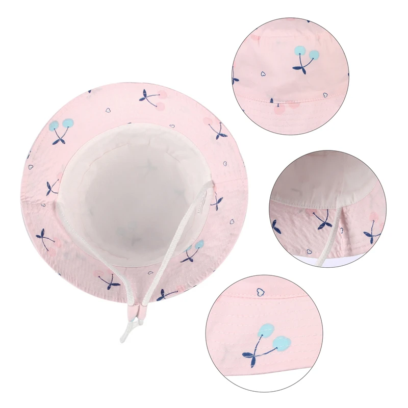 GEMVIE-Boné de balde de cereja rosa unisex, proteção solar de algodão, chapéu alto plano, praia ao ar livre, crianças, nova moda, UF50, primavera, verão, 2024