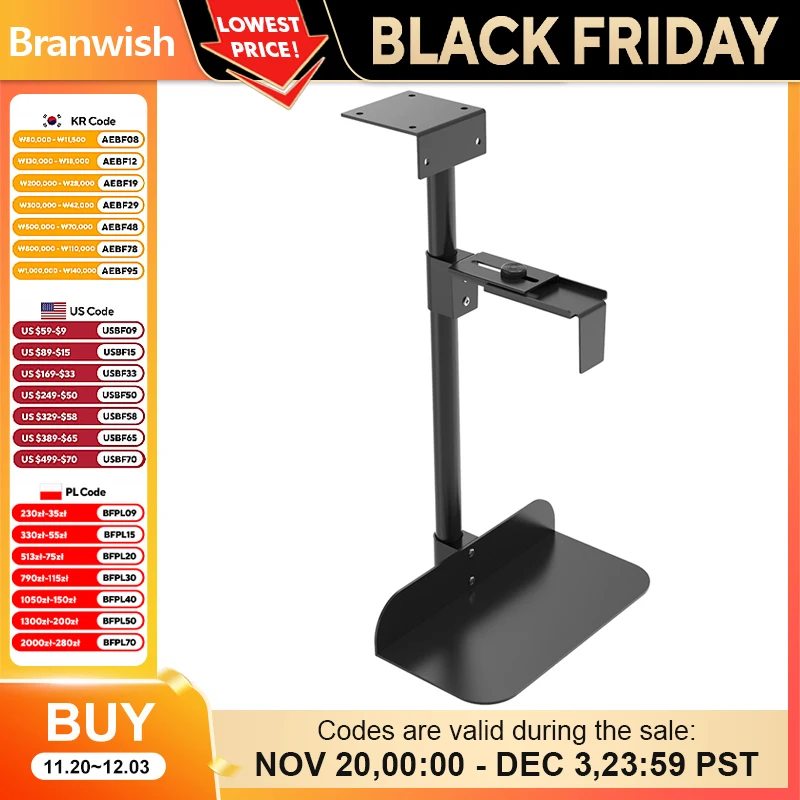 

30 кг Корпус ПК Поддержка Держатель 10-48 Убегаемая по высоте Подставка для процессора Стальная компьютерная вешалка Подставка для хост-бокса Кронштейн Стойка для геймеров ПК