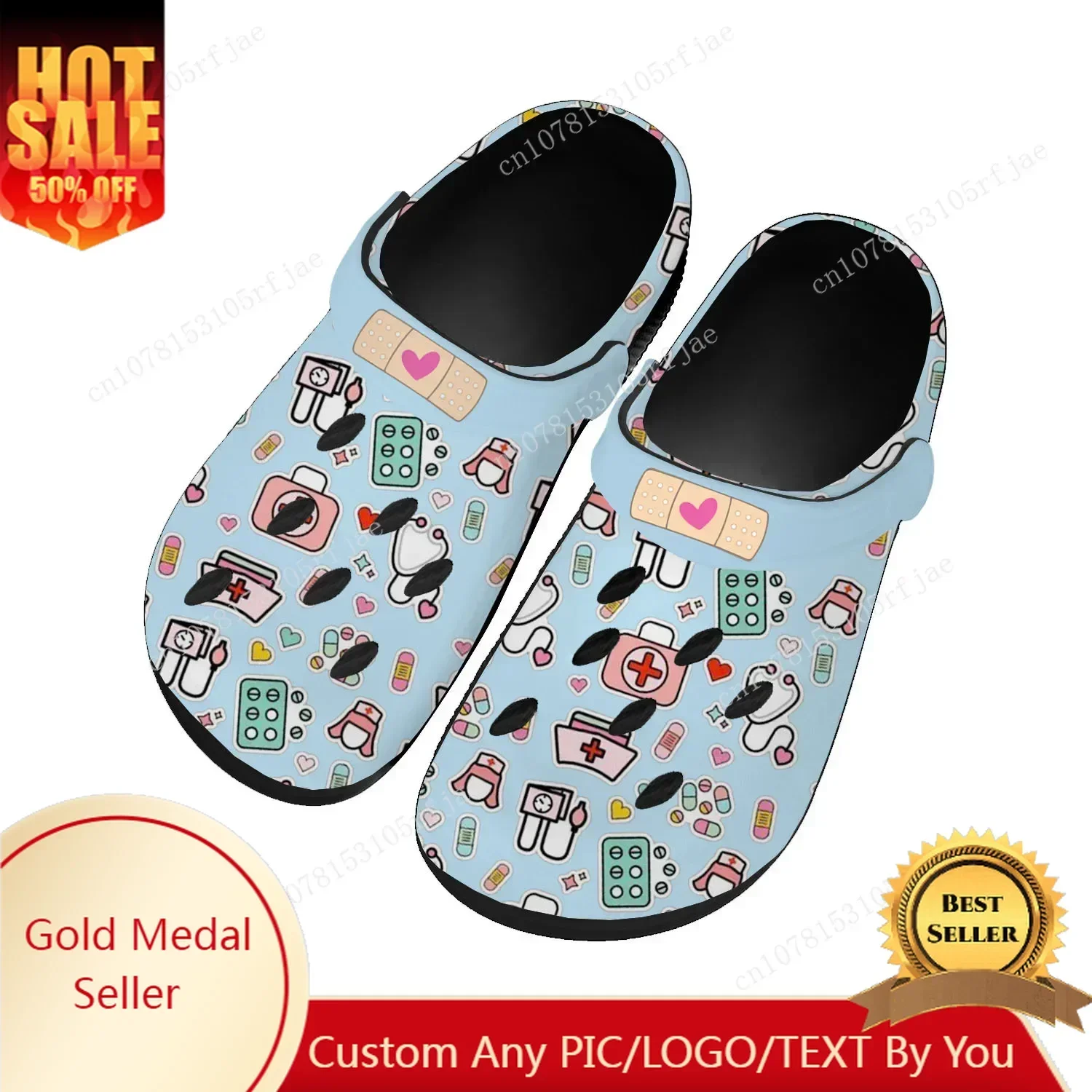 

Hospital Medical Nurse Print Home Clogs Mens Womens Youth Boys Girls Sandals Garden Bespoke Custom Shoes Beach Hole Slippers