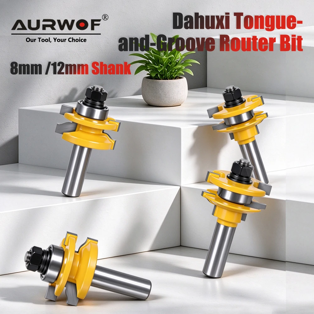 AURWOF 12.7mm & 12mm Shank Beading Router Bit Set For Wood Joints, 1-5/8