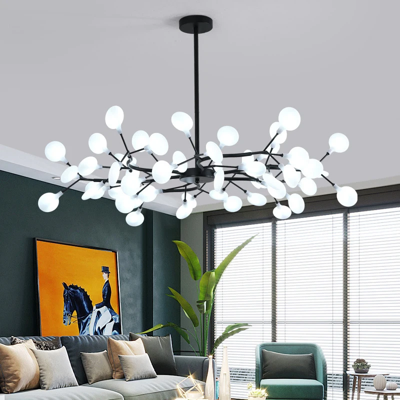 

Modern Firefly LED Chandelier Black Gold for Living Room Bedroom Hall Home Decor Indoor Lighting Minimalist Ceiling Pendant Lamp