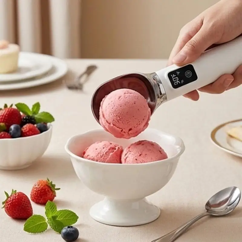 L43A Heated Scoops For Ice Creams Digital Display ABS Plastic Rechargeable Kitchen Tool