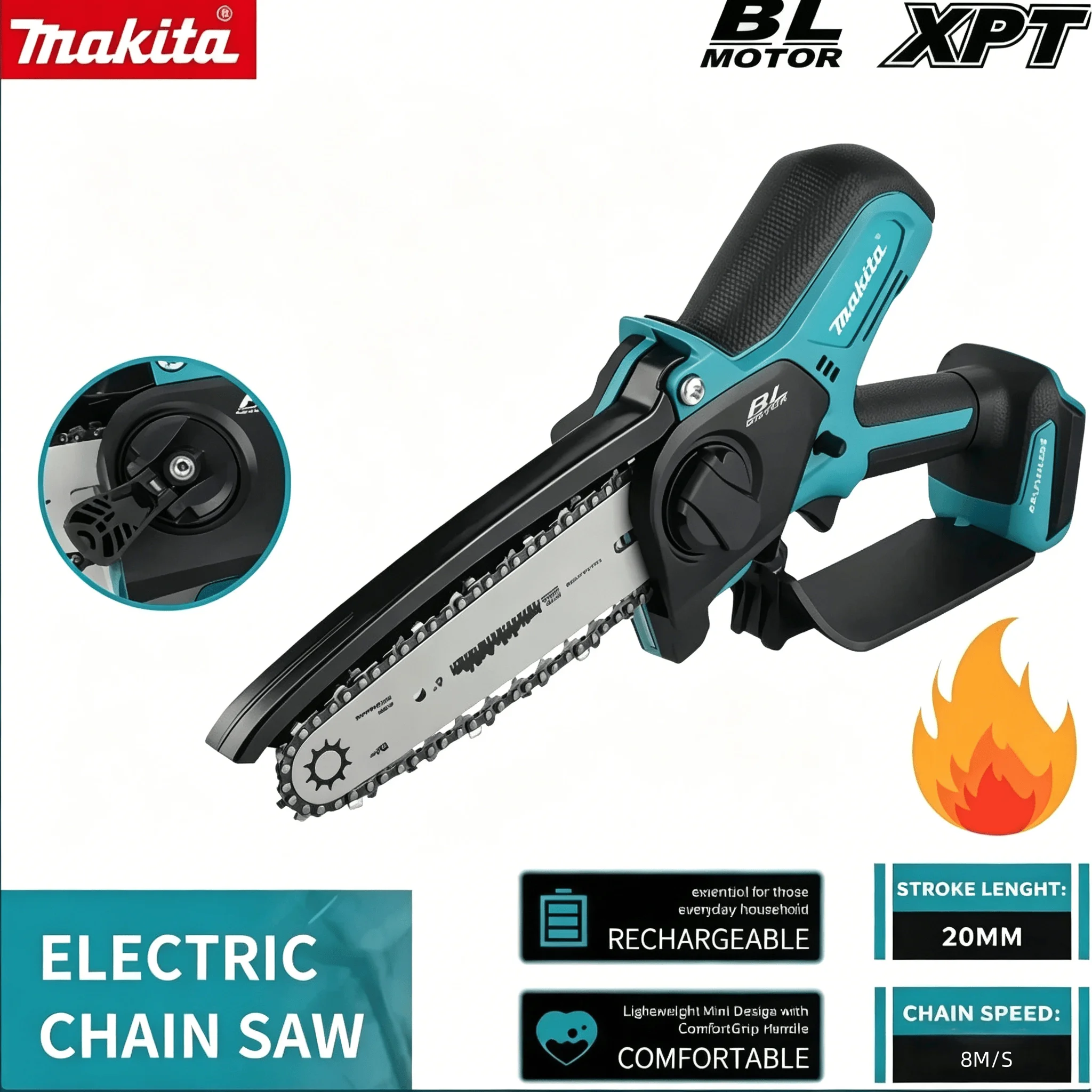 

Makita 6 Inch Chain 18V Saw Electric Saw Handheld Portable Wood Logging Chainsaw Garden Pruning Wood Power Tool