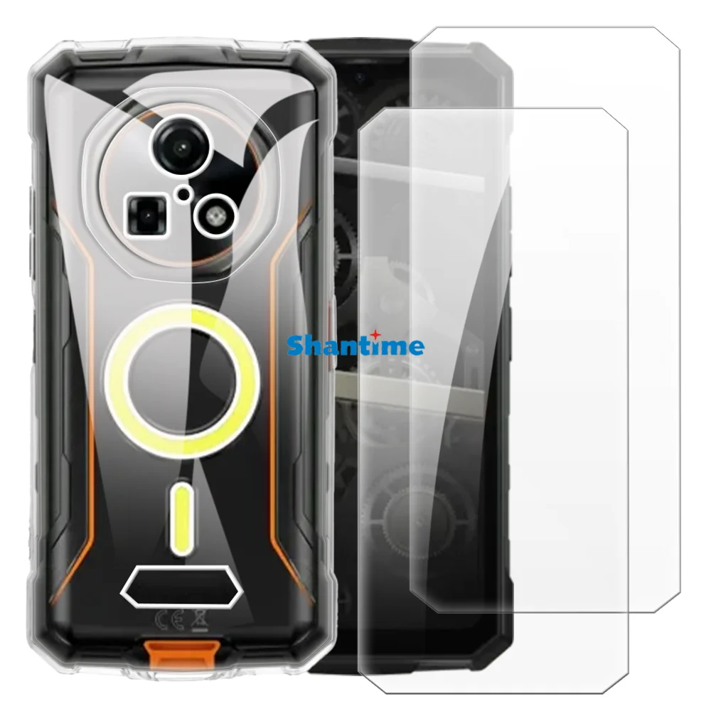 Soft Case + 2 Pack Tempered Glass Screen Protectors for Doogee Fire 5 Ultra Full-Body Protection