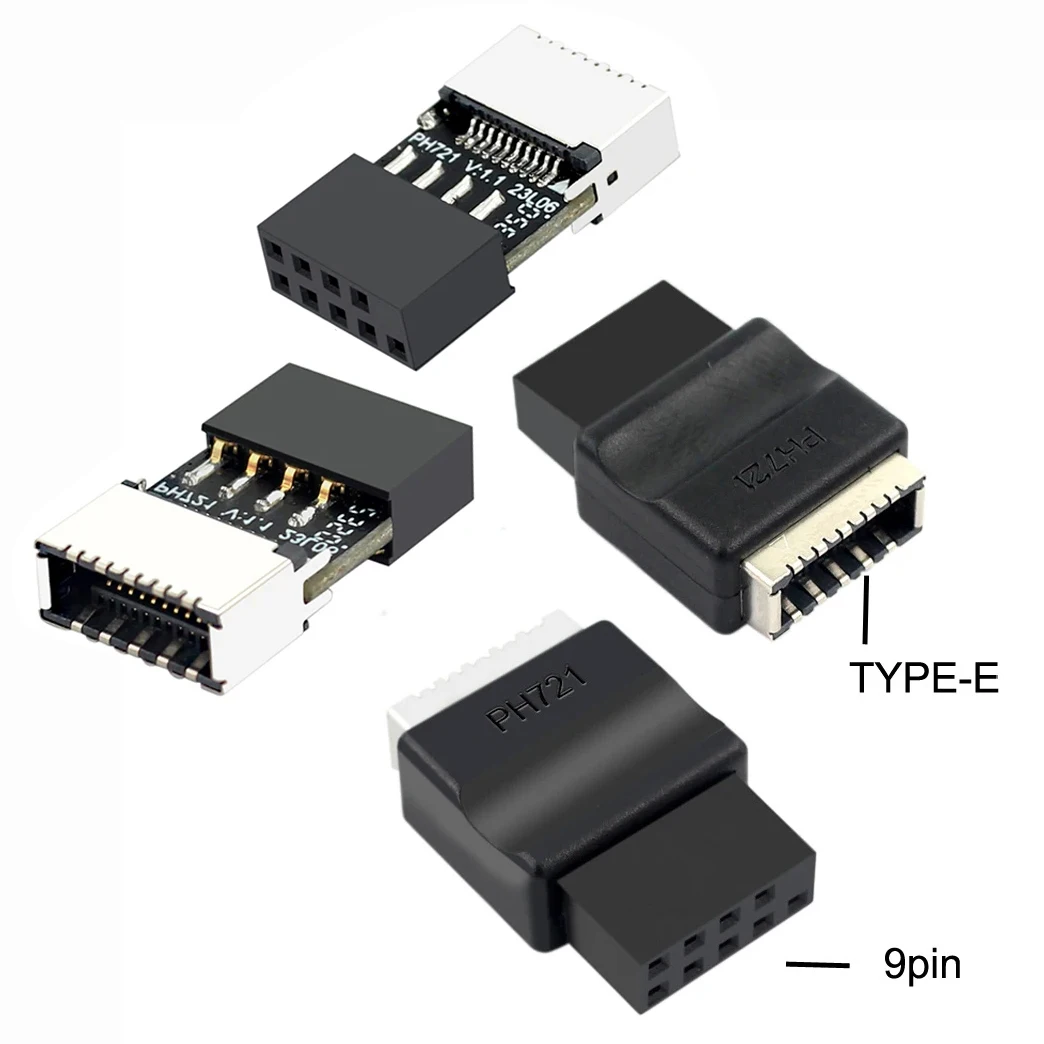

USB 2.0 9-Pin to USB 3.1 Type-E 20Pin Front Panel Header Key-A Socket Converter Motherboard Extension Adapter for Desktop PC