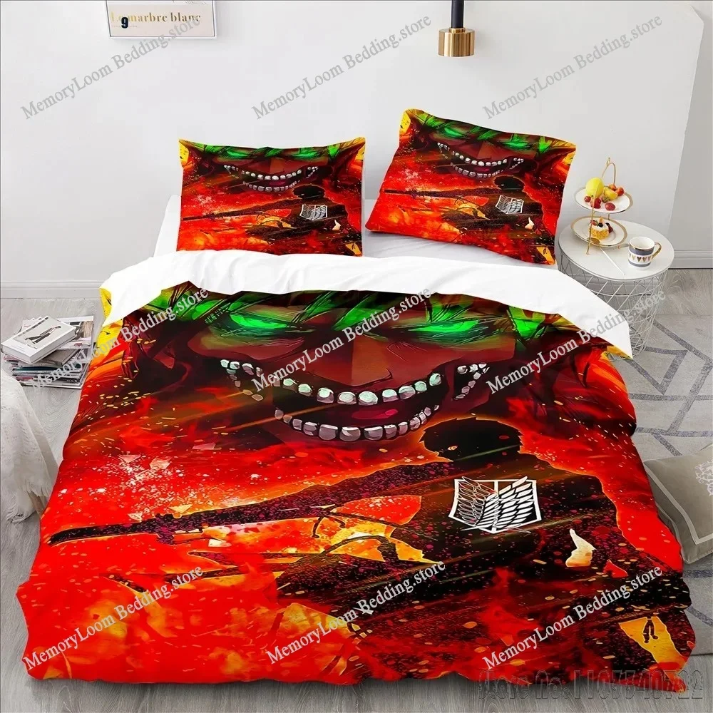 

3D Printed Anime Attack On Titan Bedding Set Duvet Cover Bedroom Comforter Single Twin King _Size Quilt Cover Home Textiles