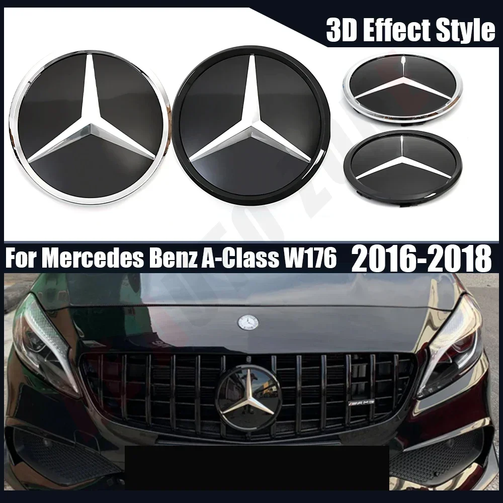 

3D Front Grill Star Emblem Logo Badge Fit For Mercedes Benz A-Class W176 2016-2018 A180 A200 A250
