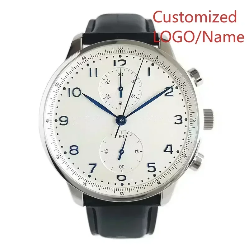 A88 Store 43mm ساعة ميكانيكية أوتوماتيكية البرتغالية سلسلة فاخرة رجال الأعمال أسود أبيض ساعة اليد جلدية مخصصة