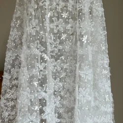 Luxurious Lace Fabric for Wedding Gowns Floral Embroidery with Sequins Lace Fabric By The Yard