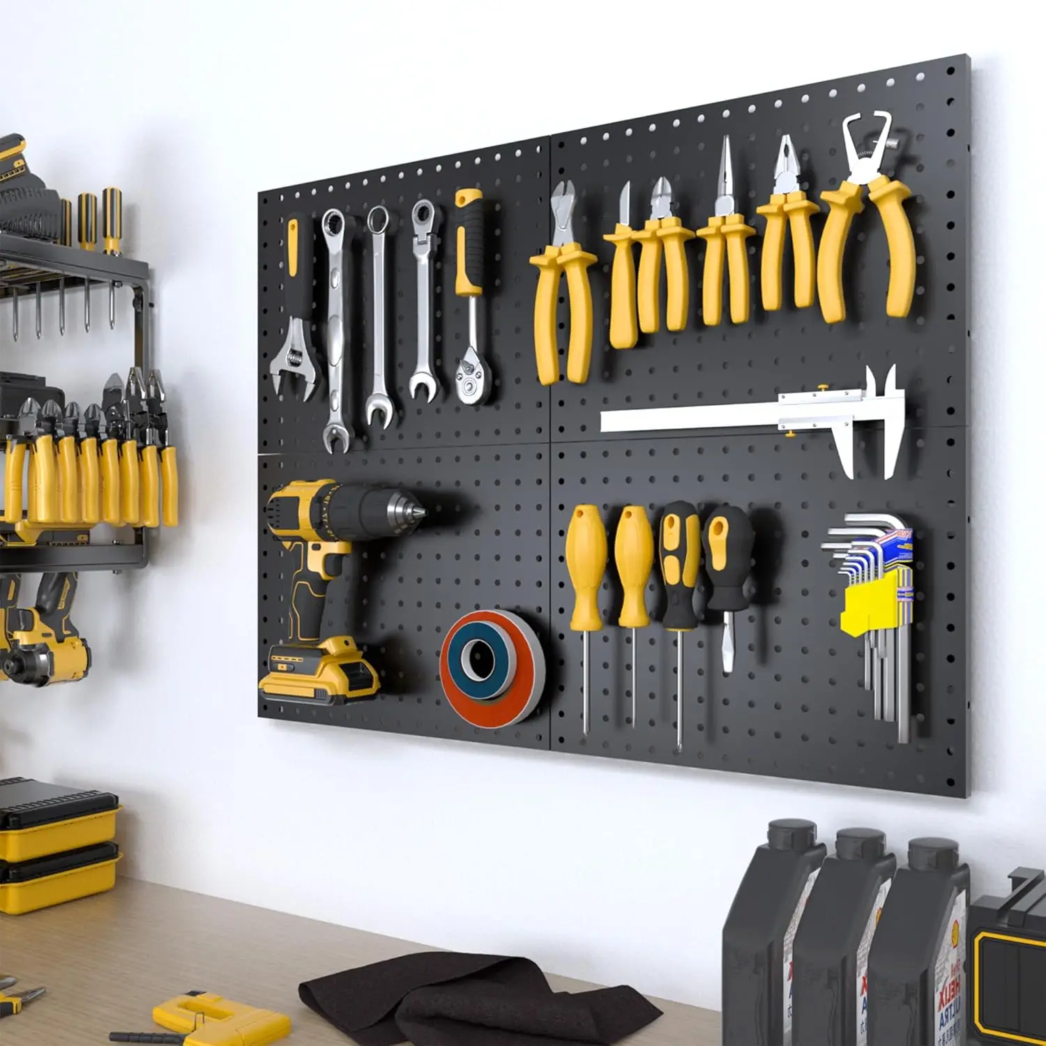 30*40cm Metal Hole Board with 20pcs Metal Hooks 16 Inch Pegboard Panels Wall Storage Display Home Garage Hardware Tool Storage