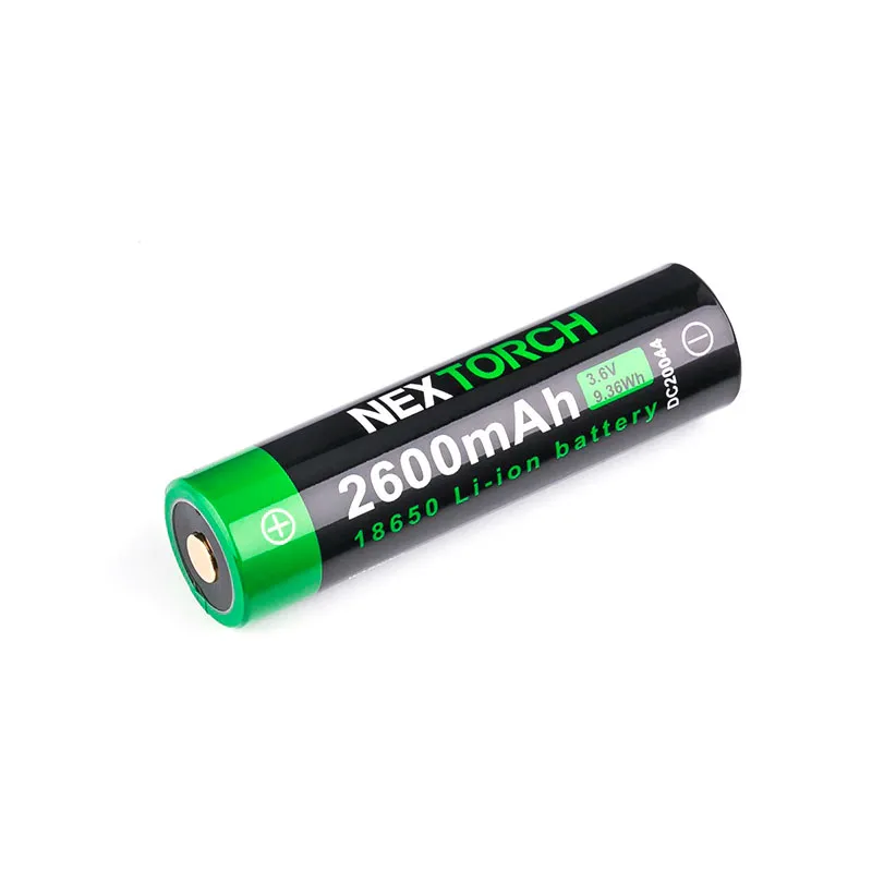 Nextorch 18650 Battery for Flashlights, Multiple circuit protection, Available in 2600mAh/3400mAh, Charging Port, Rechargeable