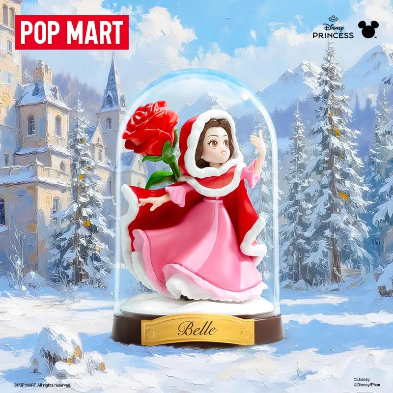 POP MART Original Disney Princess Creative World Series Figura de Bella en Invierno con Cúpula de Cristal, Caja Sorpresa Coleccionable, Regalo