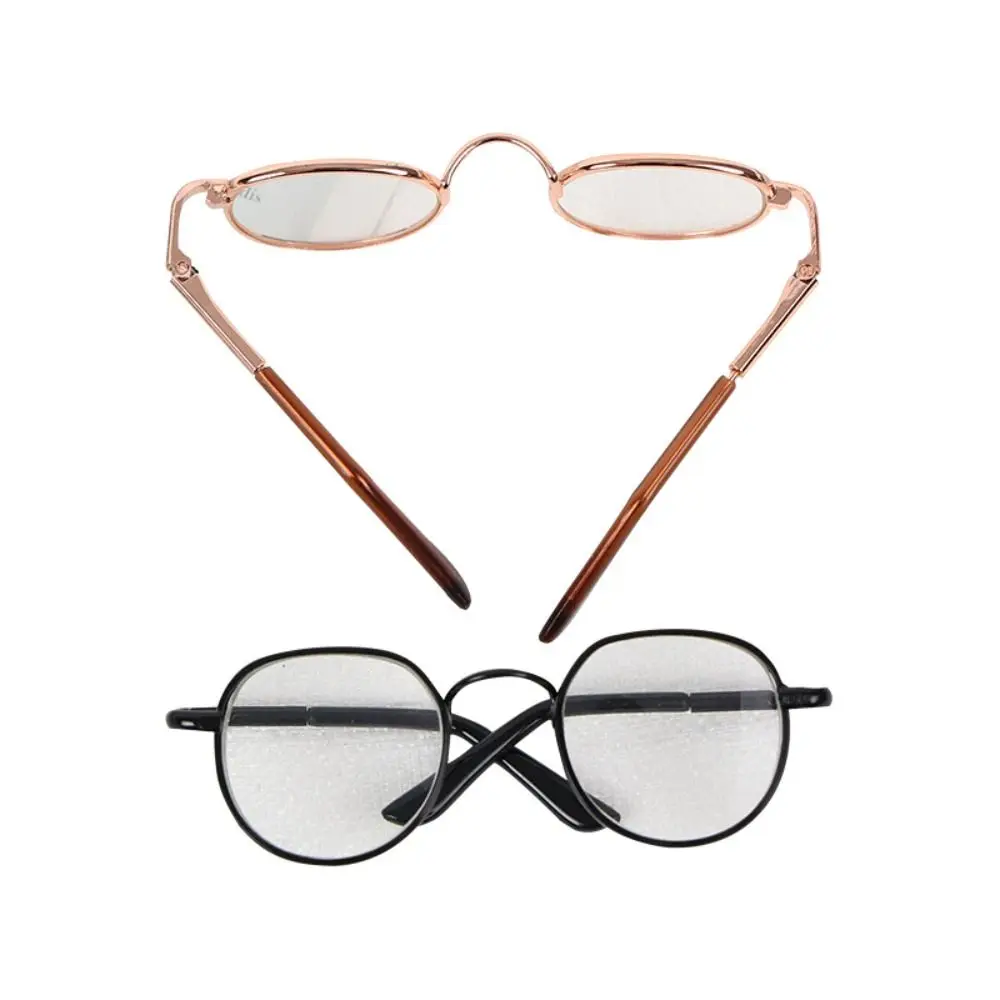 Creative Metal Glasses Round Frame Lensless Eyeglasses Pets Glasses for 20cm Dolls