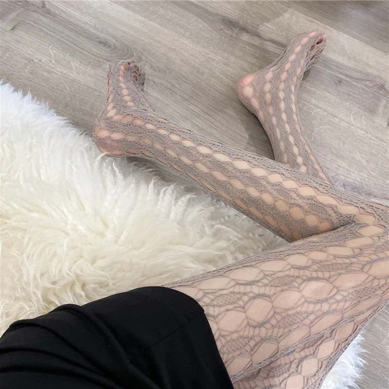 

NEW Transparent Women's Stockings Textured Hollow Fishnets Socks Lace Large Mesh Sexy Lolita Tights Pantyhose Versatile Stocking