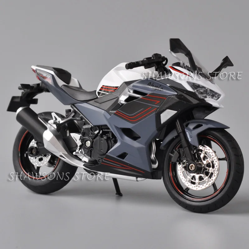 1:12 Scale Diecast Motorcycle Model Toys Kawasaki Ninja 400 Sport Bike Miniature Replica Sound Light