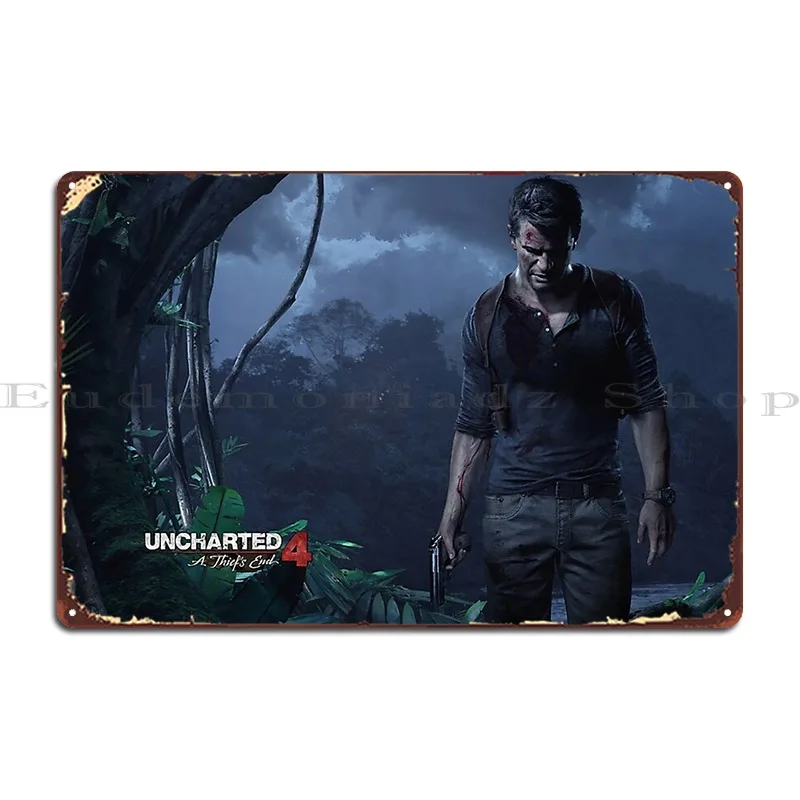 Uncharted 4 Poster Metal Sign Designing Wall Cave Club Bar Decoration Tin Sign Poster