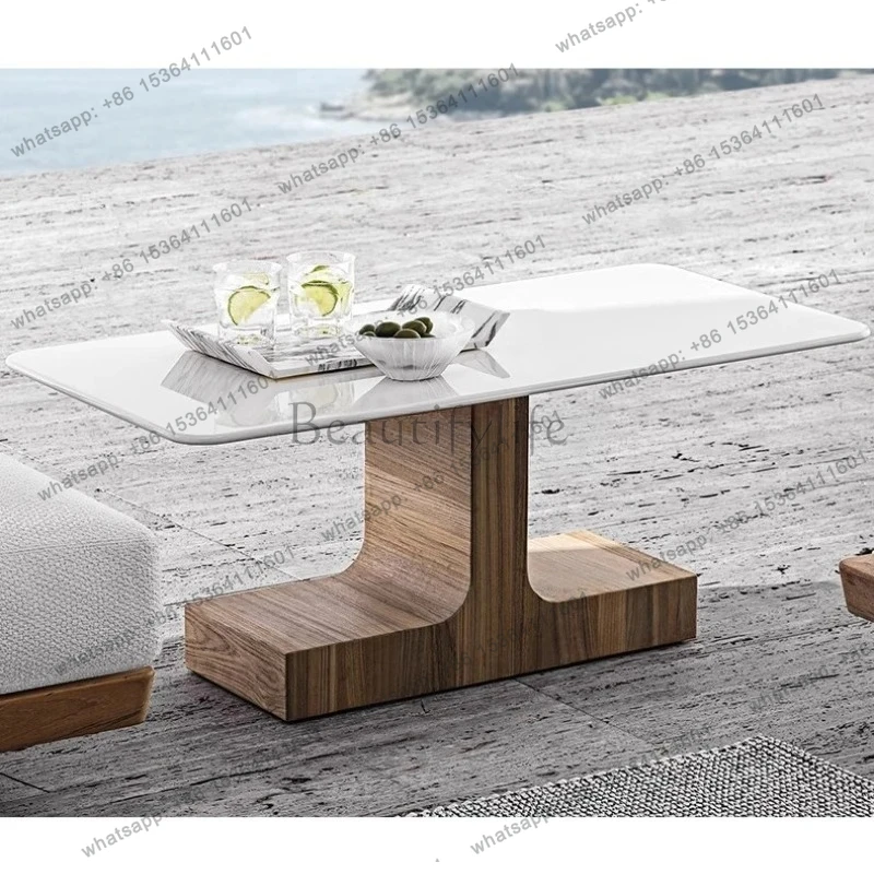 villa outdoor solid wood special-shaped small corner balcony teak open-air waterproof homestay terrace sofa small side table