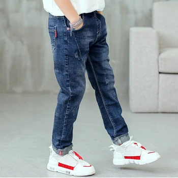 Boys Slim Fit Jeans 4 3-12 Years Spring Autumn Boys Jeans Letter M Slim Fit Style Casual Long Trousers For Kids Handsome Children Birthday Present 4