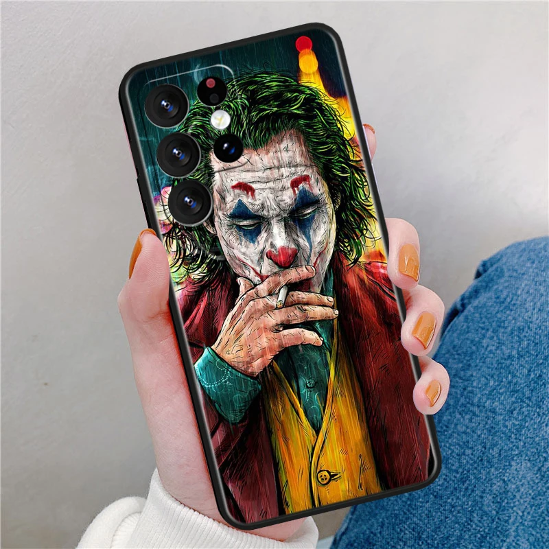 Happy Face Joker Phone Case For Samsung Galaxy S23 S22 S21 S20 FE S10 S10e S9 S8 Ultra Plus Lite Black Soft Cover