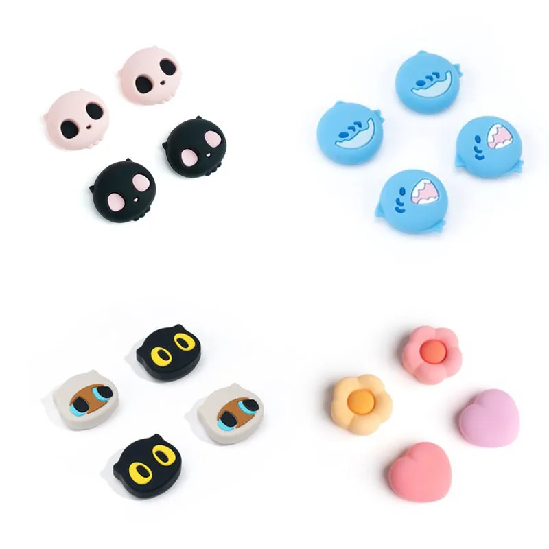 New Cute Cat Dog Shark Soft Thumb Stick Grip Cap Protective Cover For Switch Oled NS Lite Joy-con Controller Thumbstick Case