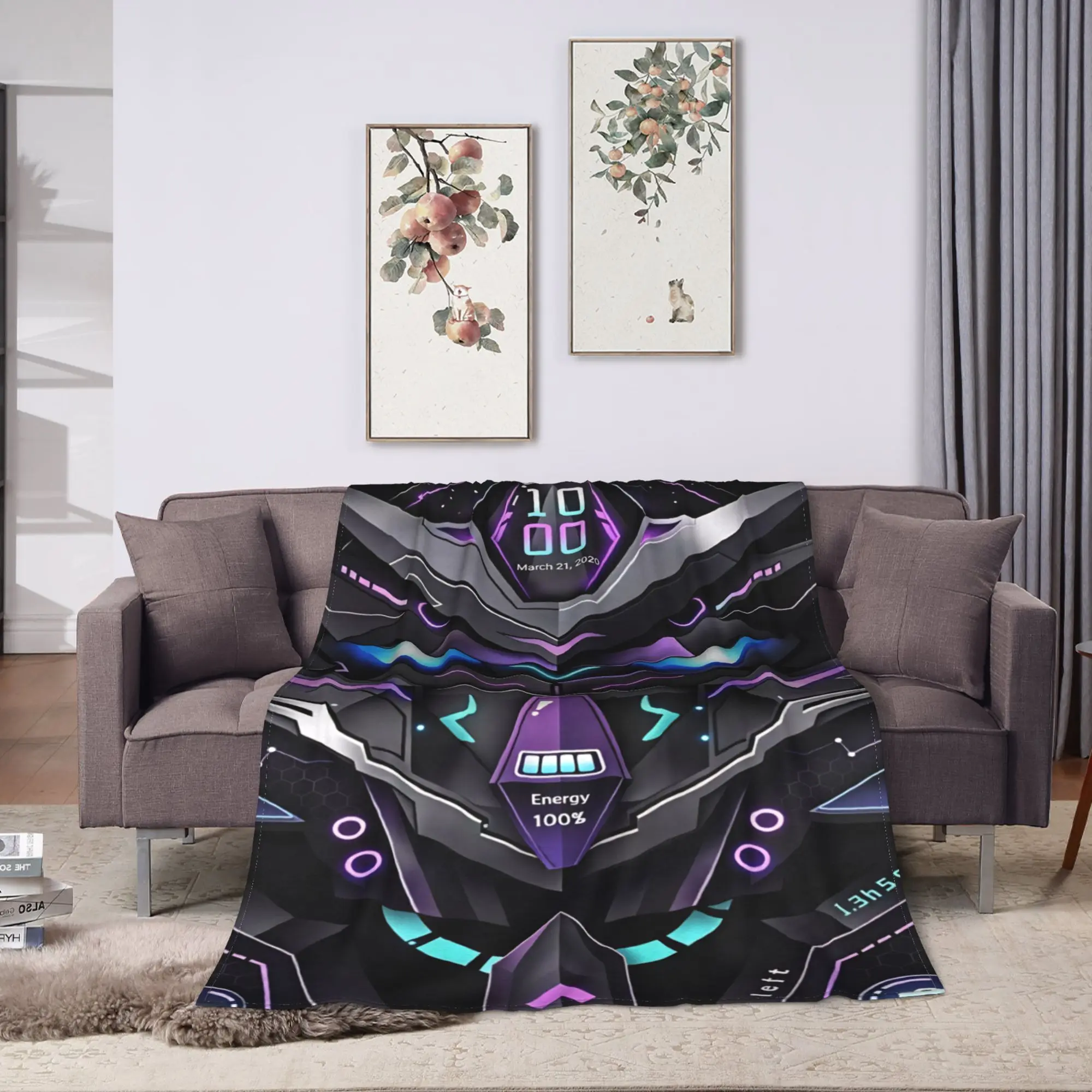 Warm Soft Blankets Children Travel Metallic Mechanical Robots Throw Blanket  Flannel Bedspread For Bedroom Comfortable Bed Cover