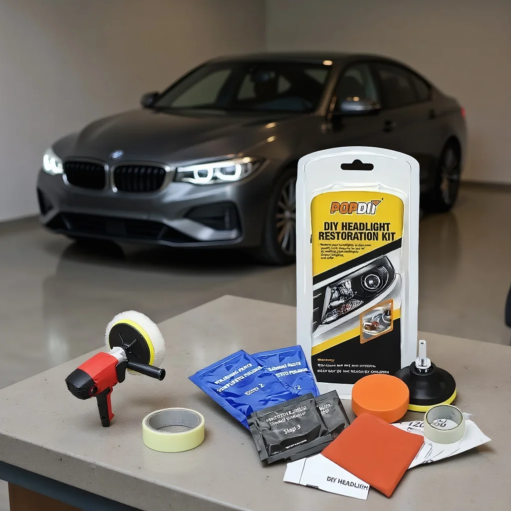 

Car Headlight Restoration Kit - Scratch Repair & Polishing Paste with Drill Adaptor for Lens Cleaning