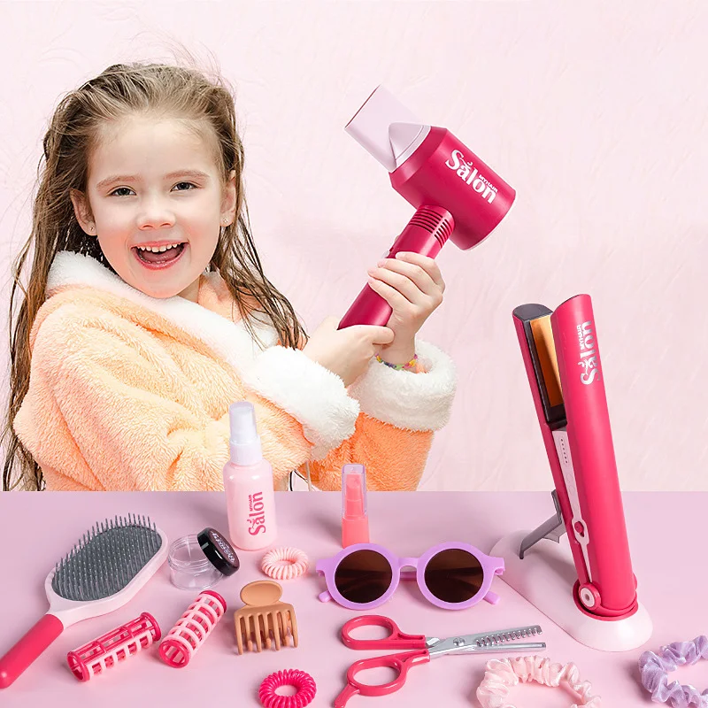 女の子美容サロンセットごっこ遊び人形ヘアスタイリストドライヤーヘア