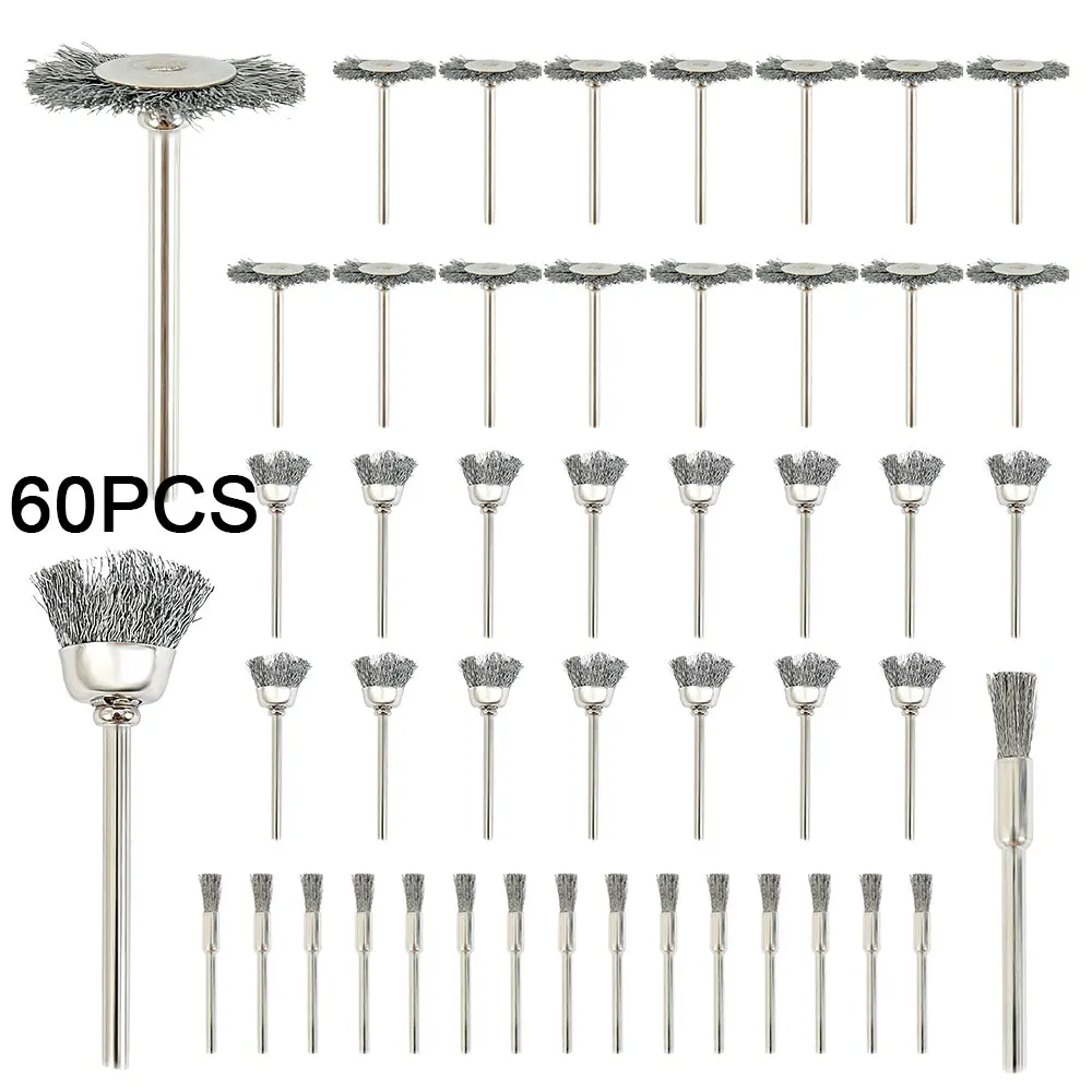 120PCS/Set Stainless Steel Wire Brush Wheel Cup Brush Set Wire Drill Brush Set Cleaning Deburring Tool for Removal of Rust Paint