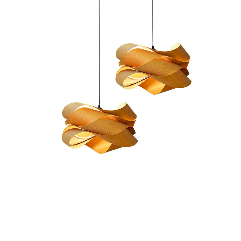 

Wood veneer chandelier living room bedroom Southeast Asian restaurant inn aisle modern minimalist decorative lamp