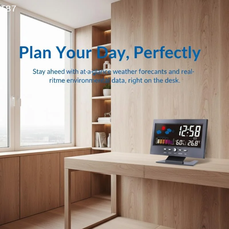 For Home Office Gym Digital Weather Station Clock With LCD Display Portable Temperature Humidity MeterT Ing Q Store
