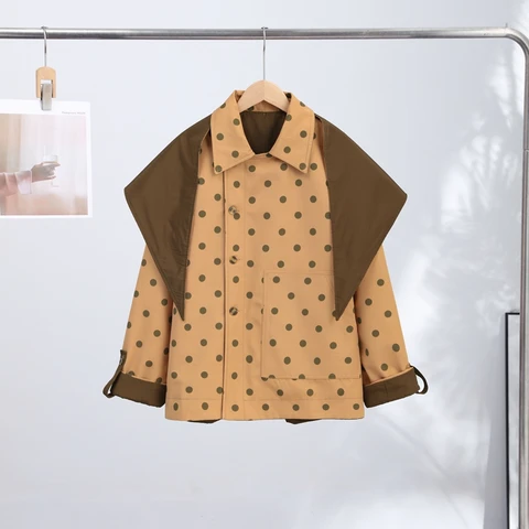 Женские пальто в горошек полиэстер oversize