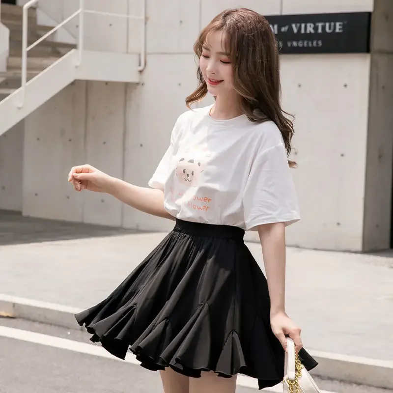 Woman Chiffon Skirt Solid Color Floral Print Practice Female Casual Pleated Mini Skirt Ladies Good Quality A-line Skirts P905