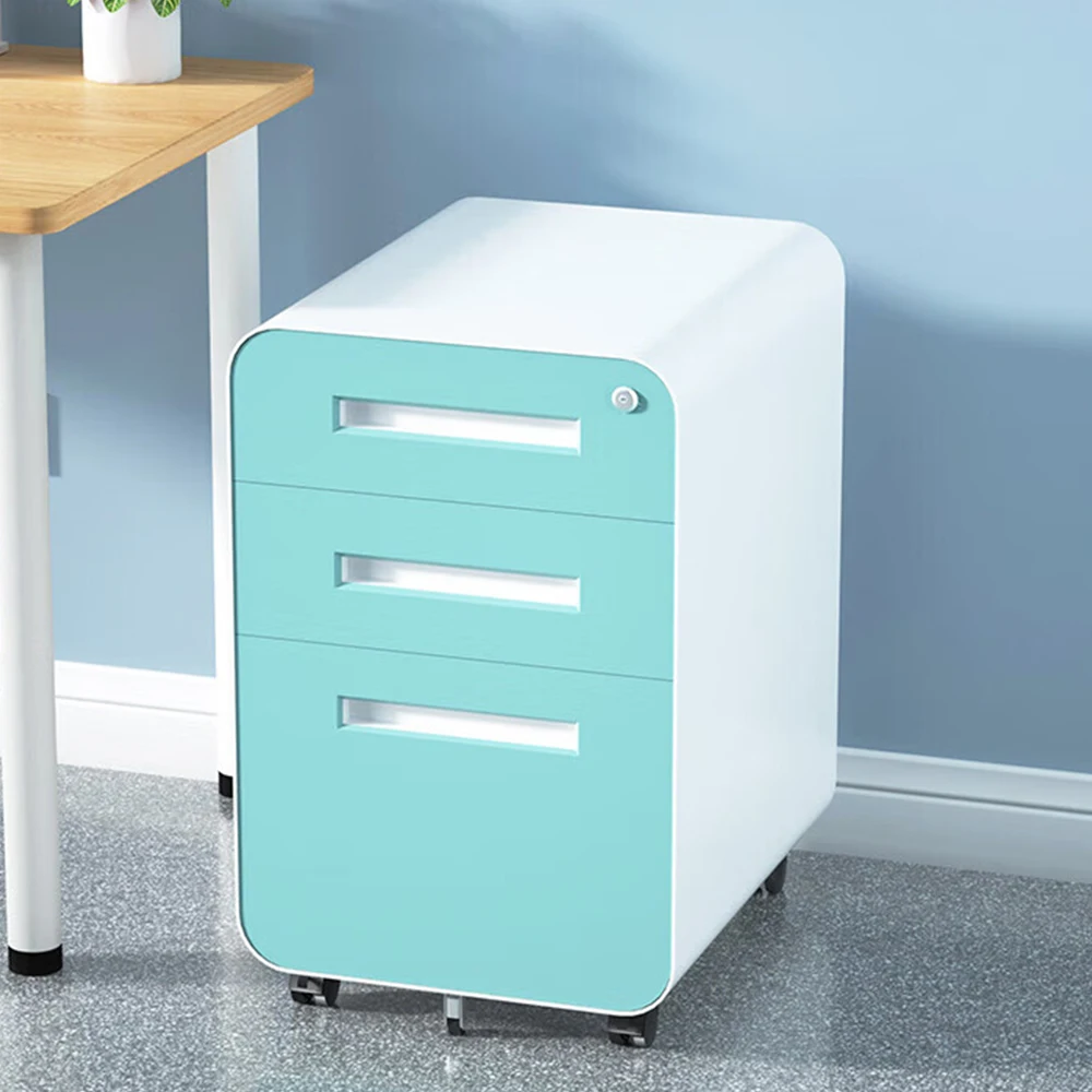 Home Office Printer Stand Storage Cabinet 3 Drawer 5 Wheel Design File Cabinet with Wheels File Door Mobile