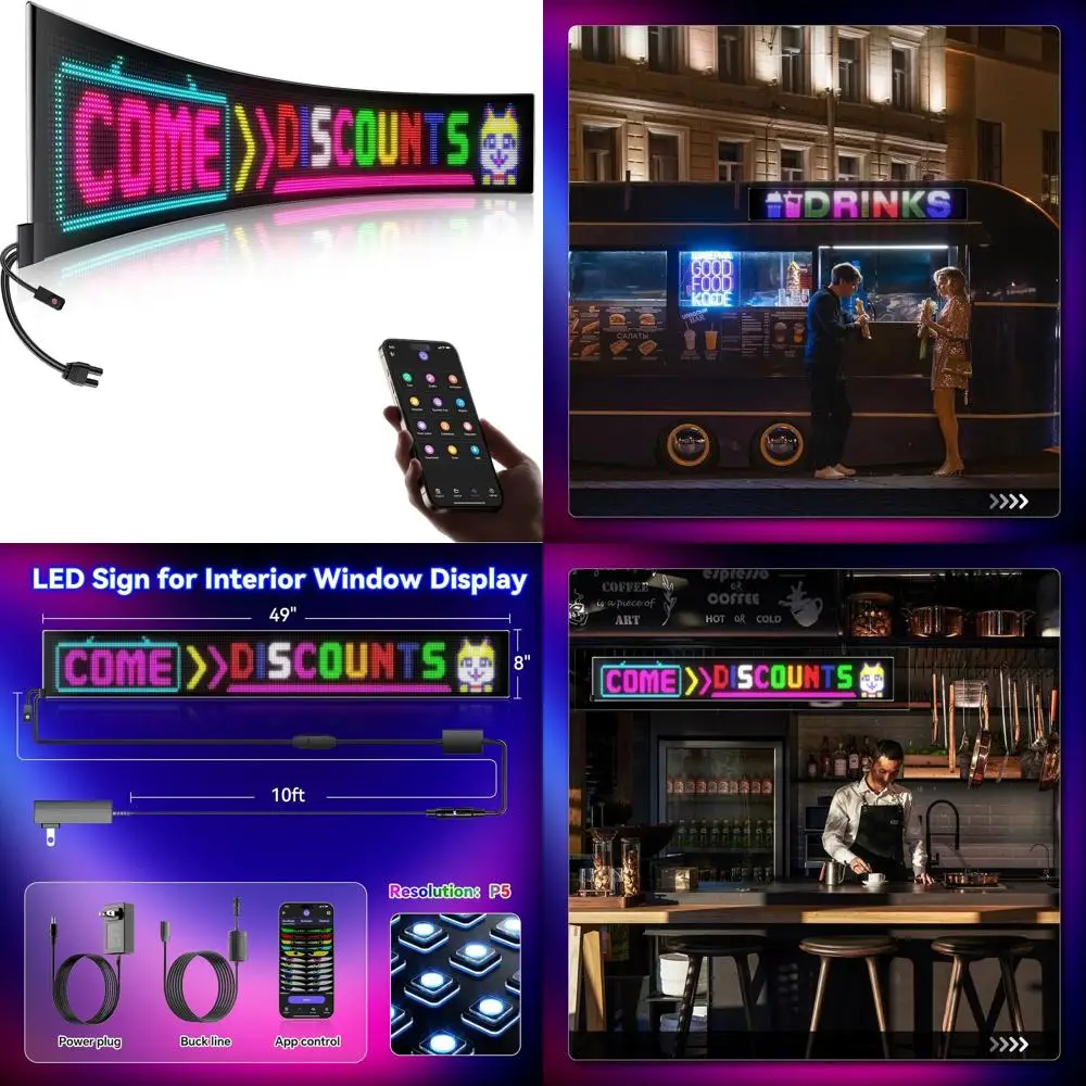 

37x8 Indoor Programmable LED Sign for Retail Displays with Bluetooth Control