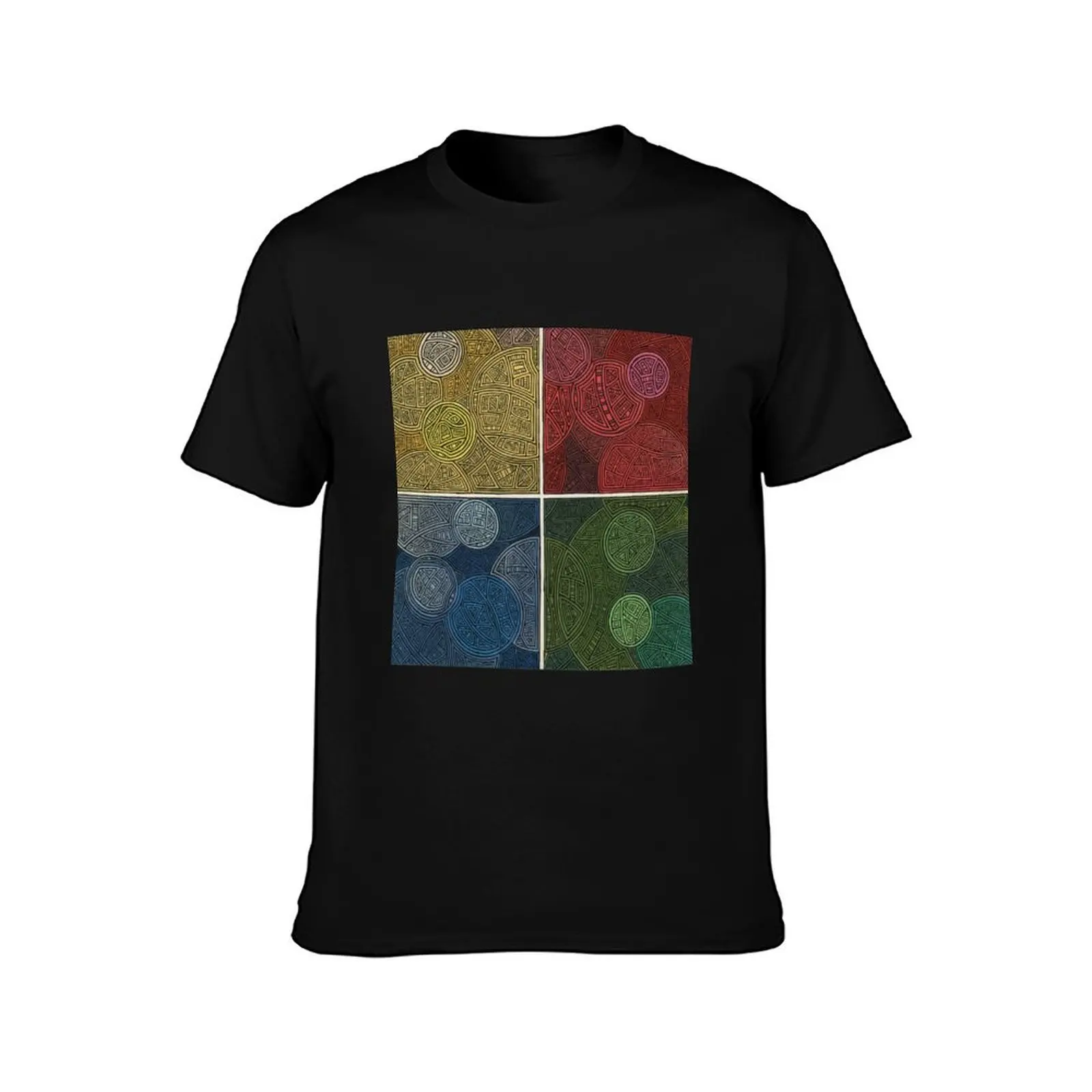 Circles in Squares T-Shirt Sports Casual Short Sleeve Cotton Tee T-Shirt