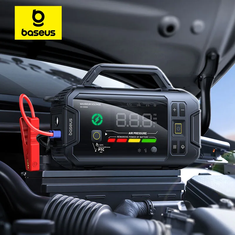 Baseus VJ1 3000A Car Jump Starter 4 in 1 Air Compressor 21600mAh Power Bank Emergency Car Battery Boosters Starting Device