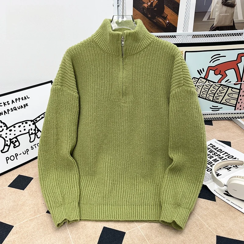 

Мужской модный зимний кардиган свободного кроя с длинными рукавами, на молнии, из полиэстера, для повседневной носки