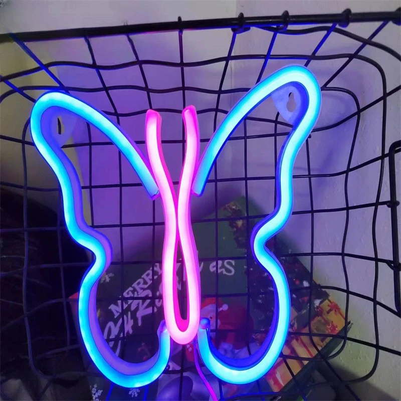 

LED Neon Light Butterfly Nigth Lights Usb Battery Powered Hanging Decor Light for Dormitory Bedroom 22.5x16x2cm