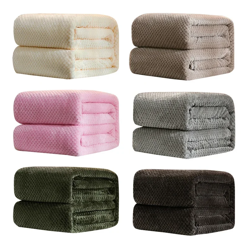 King/Queen Size Soft Fleece Flannel Blanket Plush Solid Color Bed Covers for Sofa Bed Plaid Throw Blankets Bedspread 15 Colors