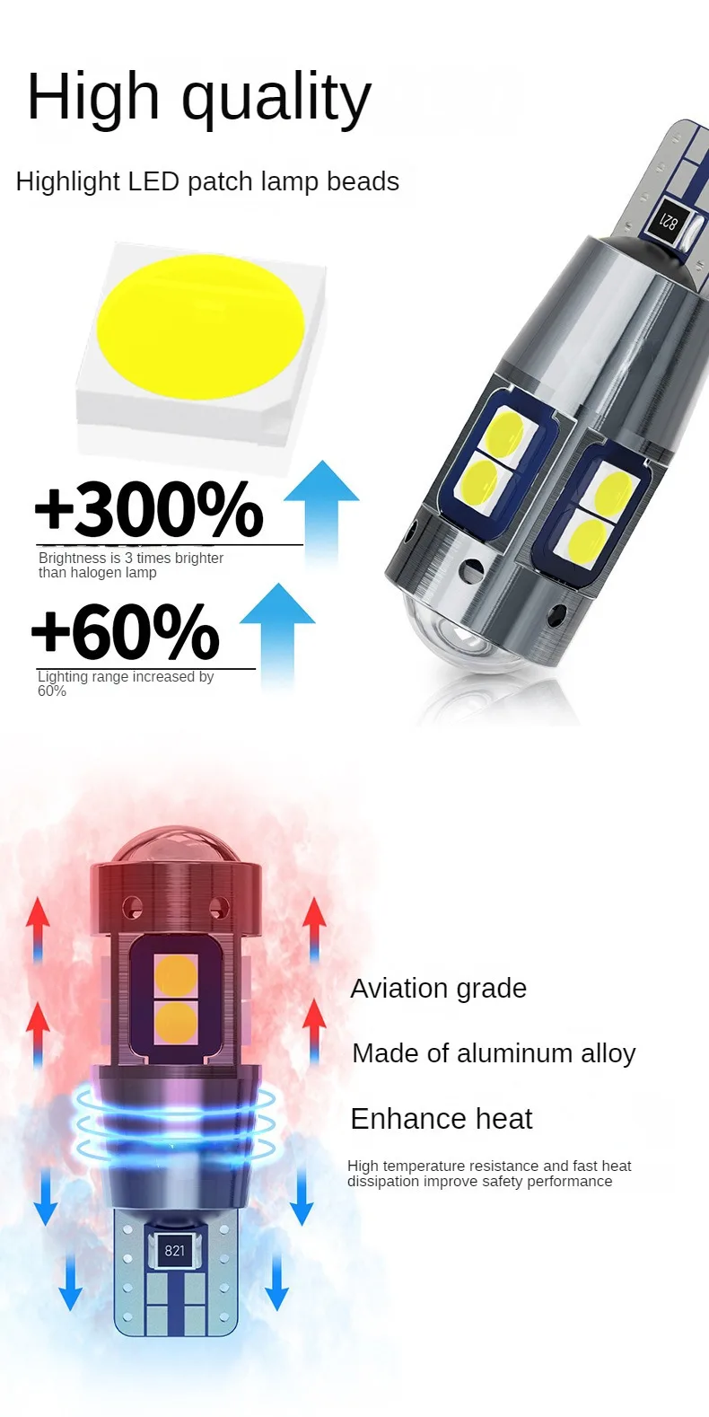 Car Interior Side Light T10 W5W 168 192 Led Tail Light 3030 10SMD 12V Auto Lamp CANBUS NO Error Car Marker Parking Bulb
