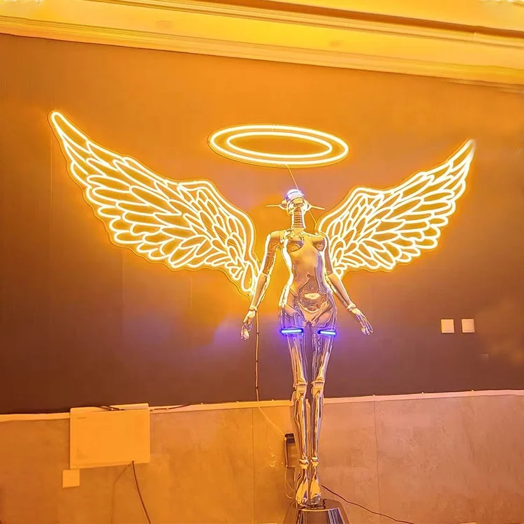 Custom Sexy Robot Sculpture Resin Statue Life-Size Fiberglass Luminous Robot Hajime Sorayama Sculpture Lighting Props Sculpture